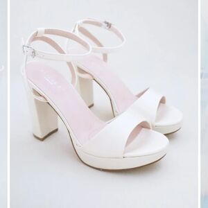 Kailee P Satin Ivory Platform Heels